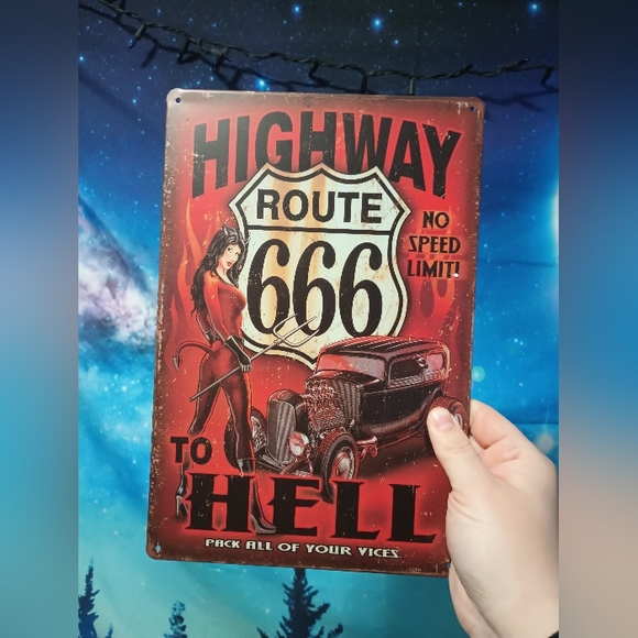 Other - Devil pin up metal sign